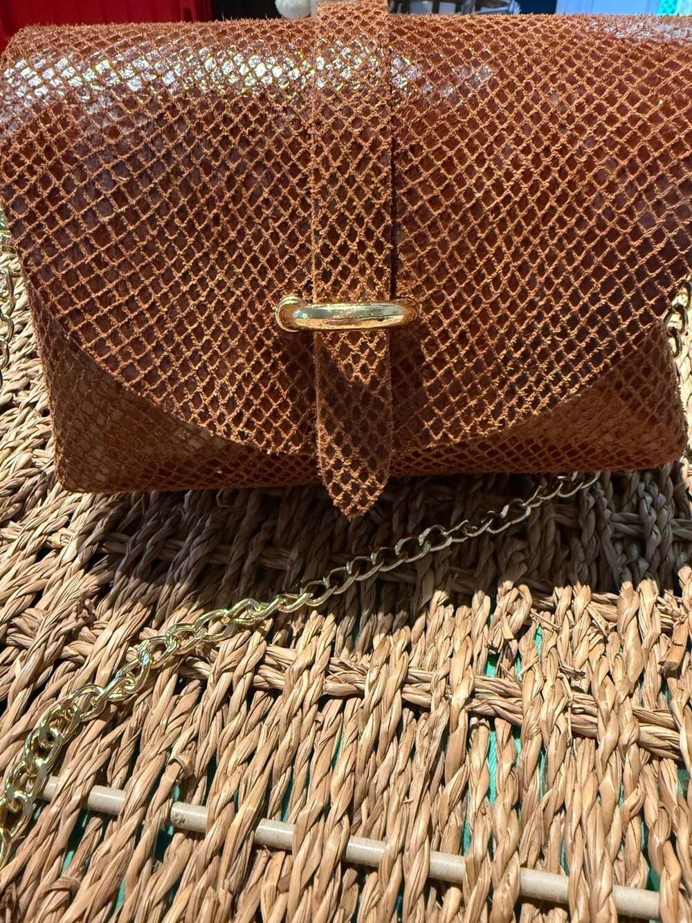 Cheval Firenze Genuine Leather Embossed Snake Texture Mini Crossbody Bag